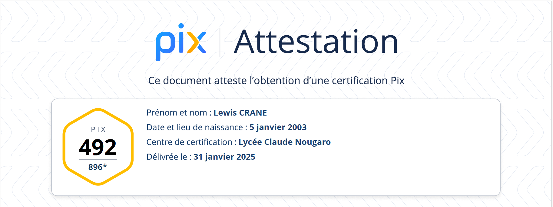 certification pix 2025