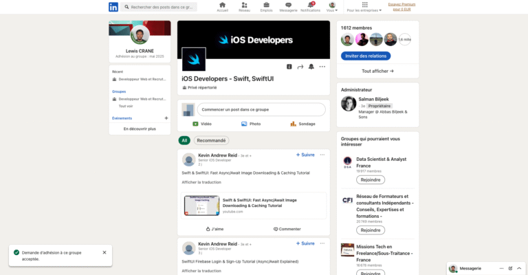 Capture d’écran Linkedin groupe Swift